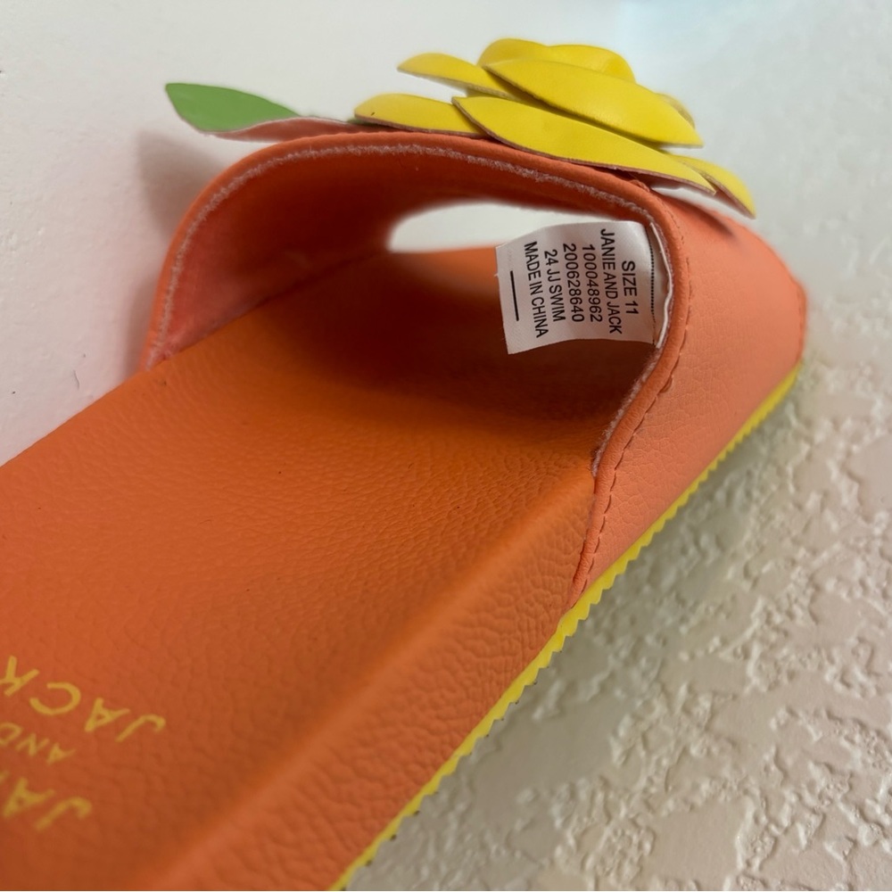 Janie and Jack Orange Yellow Floral Slide Sandals. Never Worn! - Picture 4 of 4